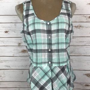Chelsea & Violet Anthropologie Plaid Peplum Top